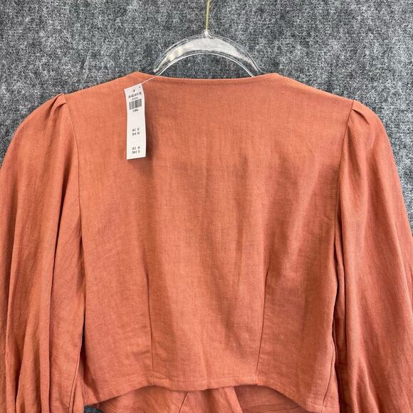 Abercrombie & Fitch Women's Blouse Tie Front Size X-small Caramel - Picture 3 of 11